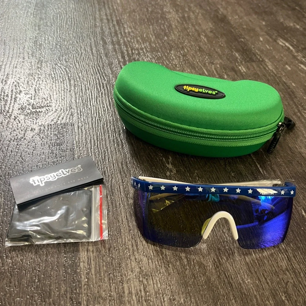 Tipsy Elves USA Flag Stars Sunglasses Sky Can You See‎ USA UV400 Protection